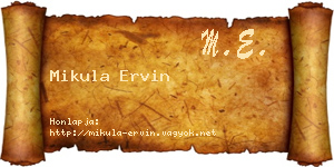 Mikula Ervin névjegykártya